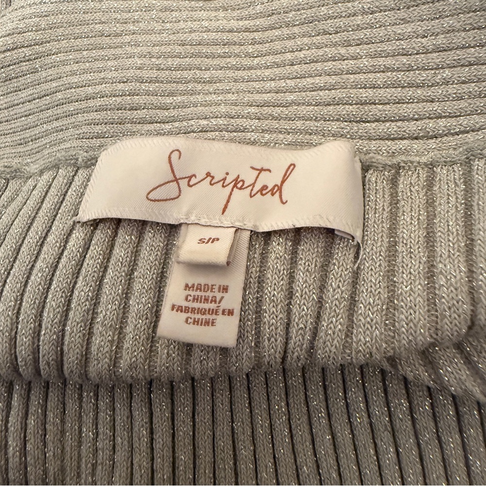 Scripted Gray Silver Sparkle Ribbed Halter Tank Top - Picture 8 of 8